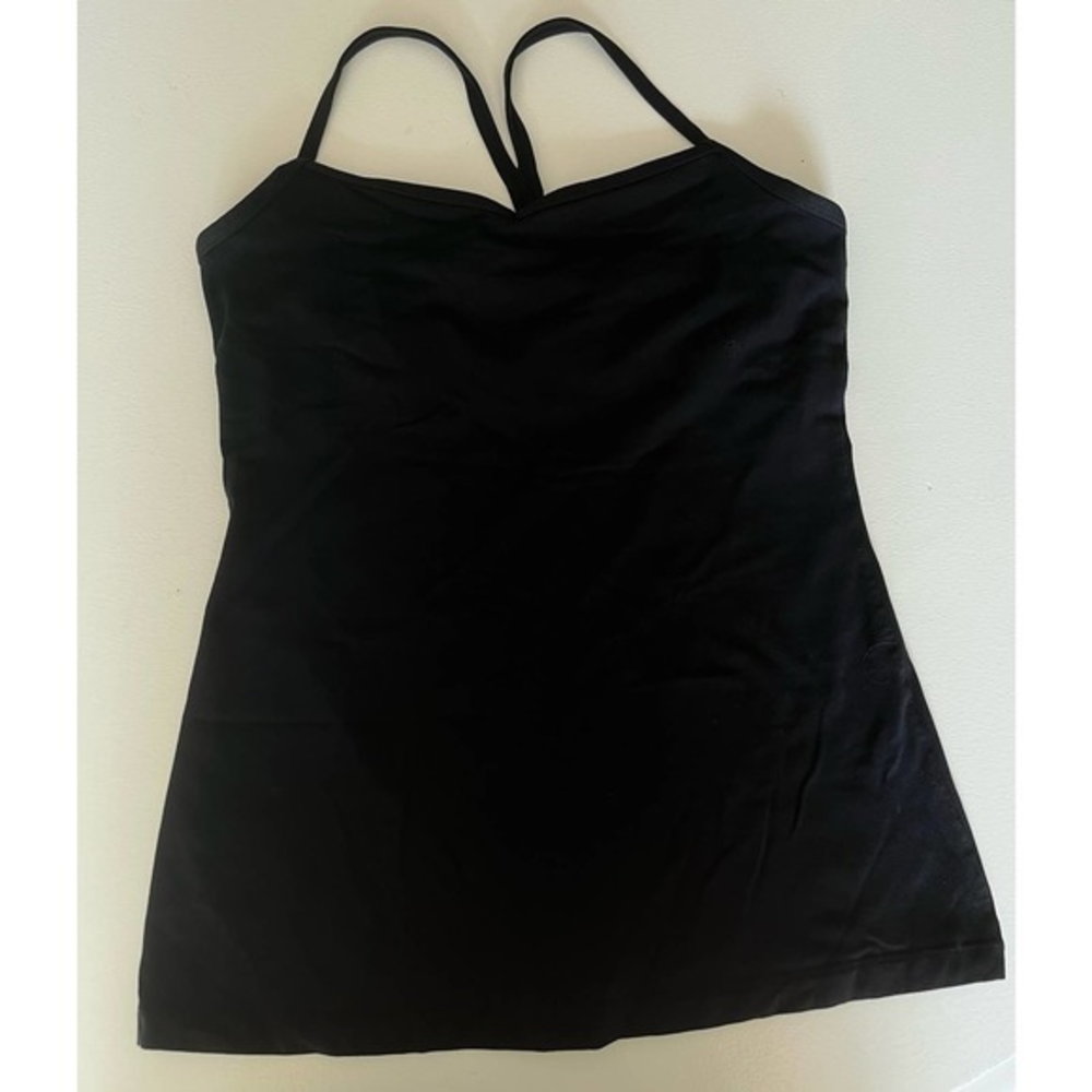 Lucy Key-Hole Built-in-Bra Tank, Black,‎ Medium
